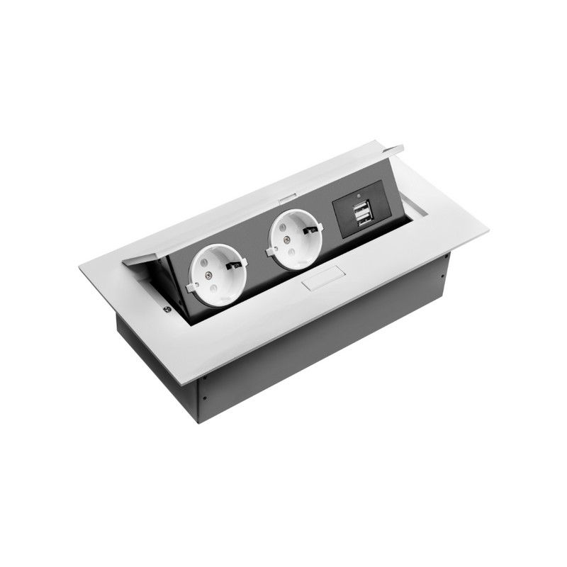 Розетка CD-2QW3 (white) (2хUSB) встраиваемая в столешницу (без провода) Розетка CD-2QW3 (white) (2хUSB) встраиваемая в столешницу (без провода)