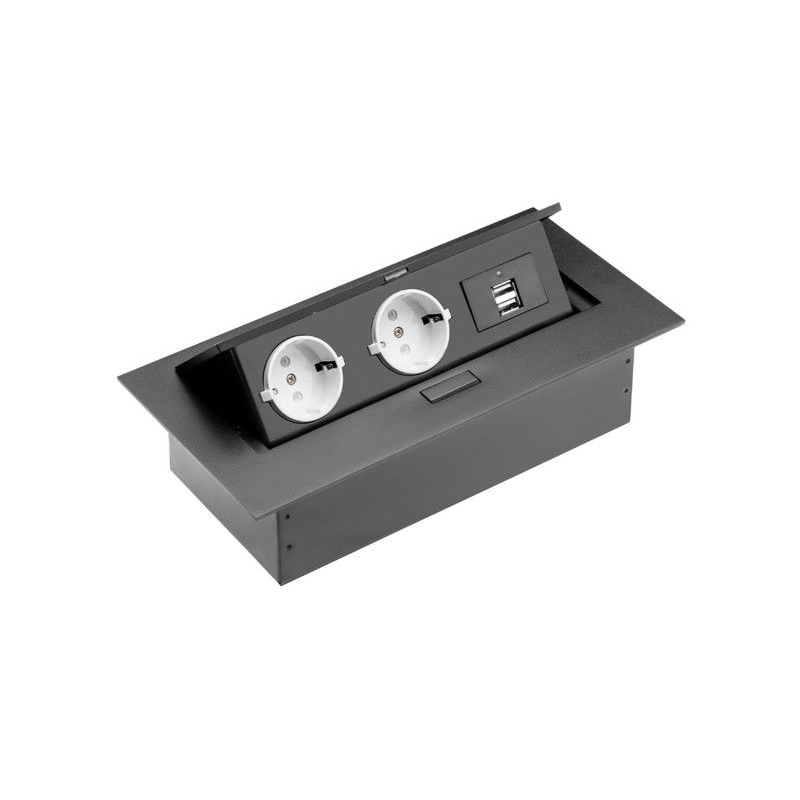 Розетка CD-2QB3 (black) (2хUSB) встраиваемая в столешницу (без провода) Розетка CD-2QB3 (black) (2хUSB) встраиваемая в столешницу (без провода)