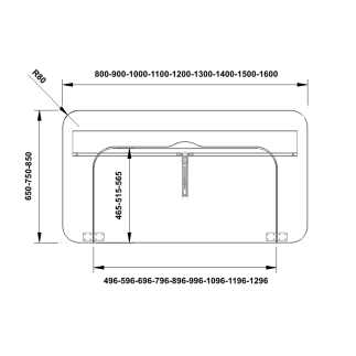 Комплект 2R-65-1100 мм (прямоугольная двухсоставная столешница без скруглений)