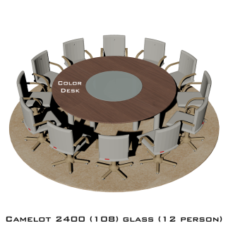 Camelot 2400 (108) Glass стол для переговоров и конференций со стеклом на 12 человек