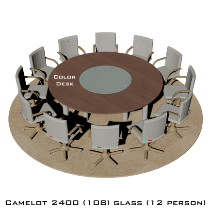 Camelot 2400 (108) Glass стол для переговоров и конференций со стеклом на 12 человек