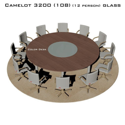Camelot 3200 (108) Glass стол для переговоров и конференций со стеклом на 12 человек