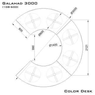 Galahad 3000 (108-600) стол круглый (без одного звена) для переговоров и конференций на 9 человек