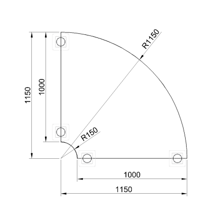 Bedevere 1150х1150 (Бедивер) элемент угловой соединительный 90 градусов с опорами
