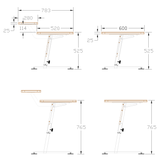 Стол-трансформер DISCOVERY 1400L без полки с регулировкой высоты и наклона столешницы