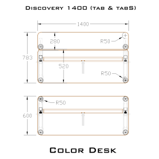 Стол-трансформер DISCOVERY 1400S с полкой с регулировкой высоты и наклона столешницы