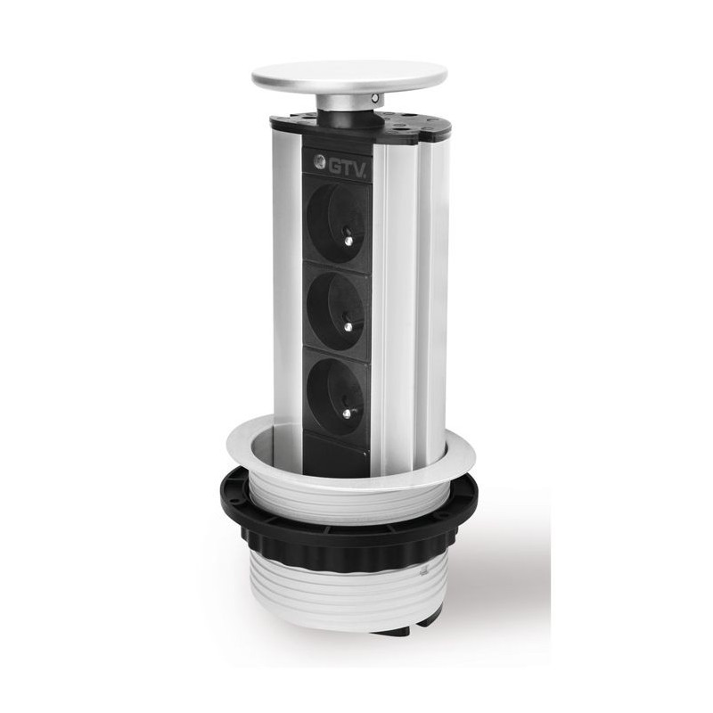 Розеточный блок CD-3Q100R G (grey) серый встраиваемый в столешницу Розеточный блок CD-3Q100R G (grey) серый встраиваемый в столешницу