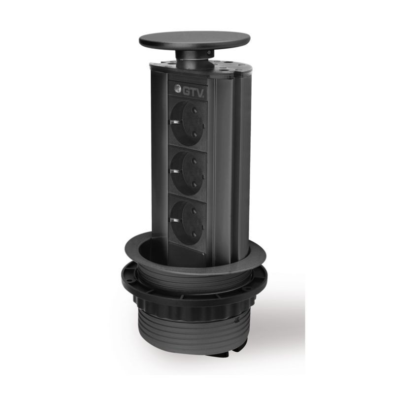 Розеточный блок CD-3Q100R BL (black) чёрный встраиваемый в столешницу Розеточный блок CD-3Q100R BL (black) чёрный встраиваемый в столешницу