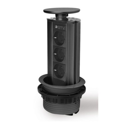 Розеточный блок CD-3Q100R BL (black) чёрный встраиваемый в столешницу