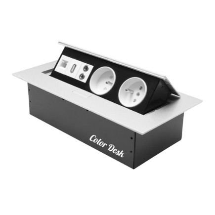 Розетка CD-2QS (Silver) (USB, LAN) встраиваемая в столешницу (без провода)