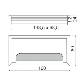 Лючок CD-Q160B (black) встраиваемый в столешницу прямоугольный