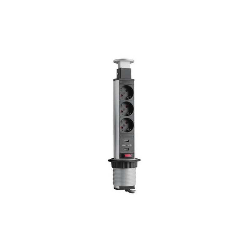 Розетка CD-3R2USB60S (silver) встраиваемая в столешницу  Розетка CD-3R2USB60S (silver) встраиваемая в столешницу
