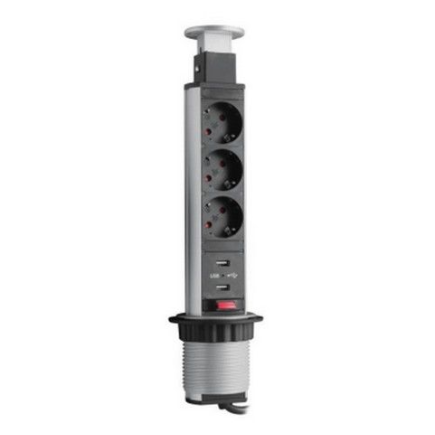 Розетка CD-3R2USB60B (black) встраиваемая в столешницу 
